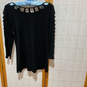Elegant Black Cutout Sleeve Women's Top